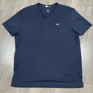 Lacoste Men's Navy V-Neck Short Sleeve Tee